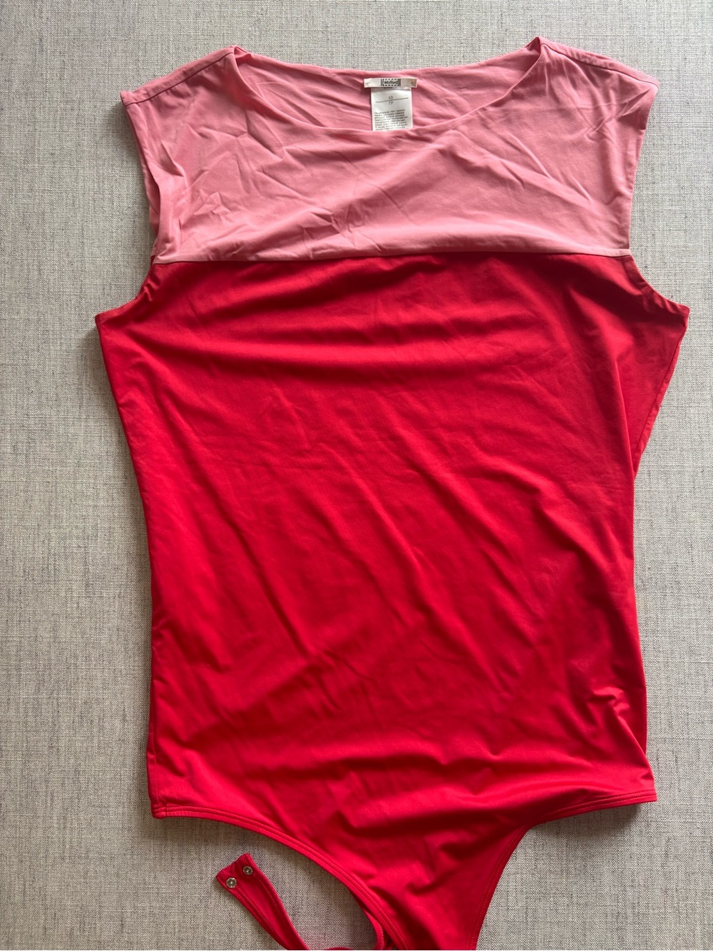 Wolford Pink and Red Sleeveless Colorblock Bodysuit